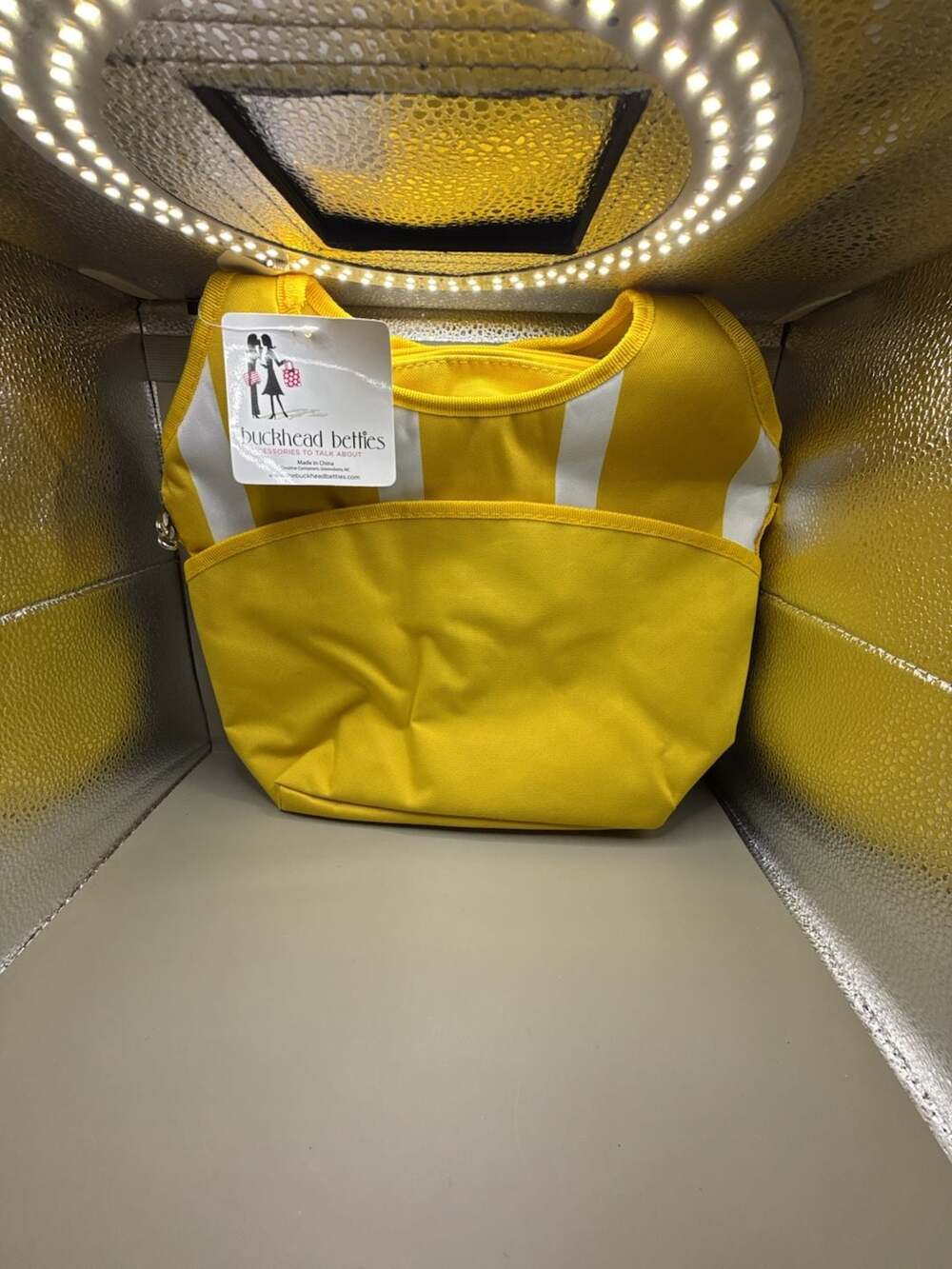 Buckhead Betties Yellow and White Striped Insulated Cooler Tote Bag